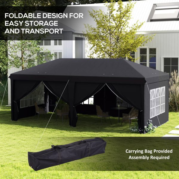 Outsunny 3 x 6m Pop Up Gazebo Height Adjustable Party Tent with Storage Bag Grey - Image 4