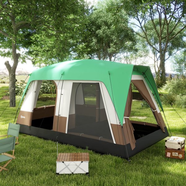 Outsunny Camping Tent with 3000mm Waterproof Rainfly & Screen Panels, Green - Image 8