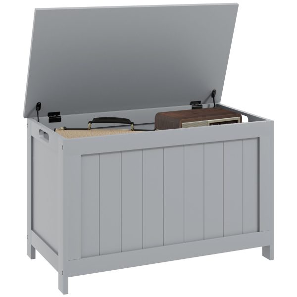 HOMCOM Storage Chest with 2 Safety Hinges, Storage Bench for Living Room