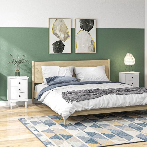 HOMCOM Bedside Table Set of 2, Bedside Cabinet w/ 3 Drawers, Modern Side Table, - Image 2
