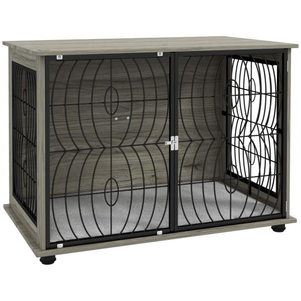 PawHut 37" Dog Crate Furniture End Table w/ Cushion for Large Dogs