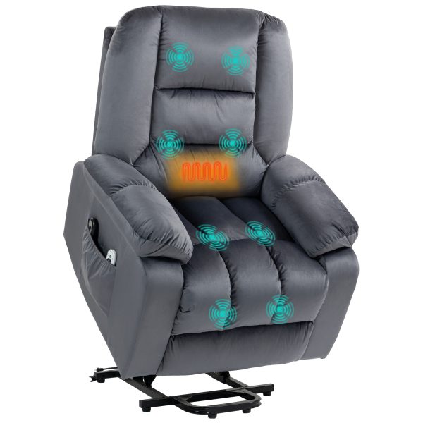 HOMCOM Lift Chair with Vibration Massage, Heat, Quick Assembly, Grey - Image 4