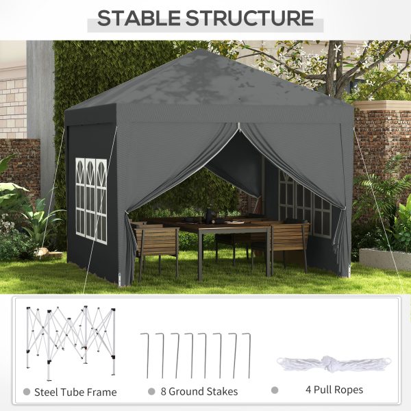 Outsunny 3mx3m Pop Up Gazebo Party Tent Canopy Marquee with Storage Bag Grey - Image 3