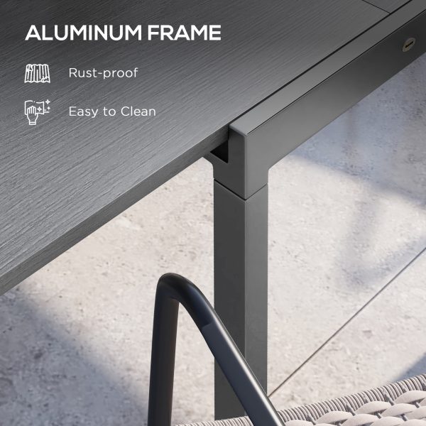 Outsunny Extendable Garden Table for 6 with Aluminium Frame for Patio, Balcony - Image 4