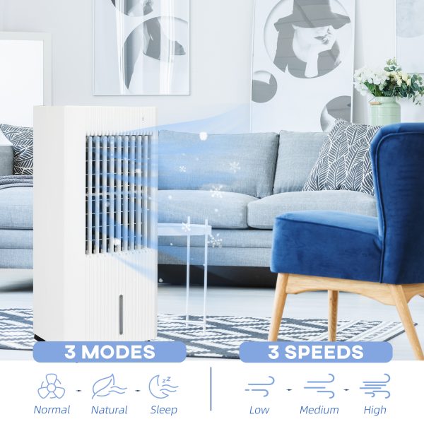 HOMCOM 3-In-1 Air Cooler for Home Office, with Oscillation, Ice Packs, Wheels - Image 7