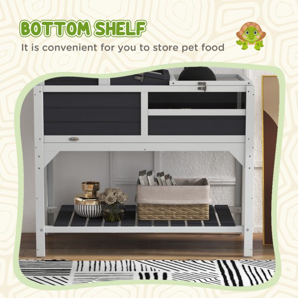 PawHut Tortoise House w/ Adjustable Lamp Holder, Openable Lid, Storage Shelf - Image 6