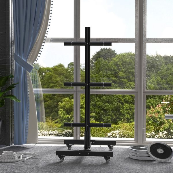 SPORTNOW Olympic Weight Plate Rack with 4 Wheels and 6 Fasten Clamps - Image 7