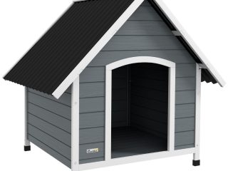 PawHut Dog Kennel Outdoor Dog House w/ Removable Floor, for Large Dogs - Grey