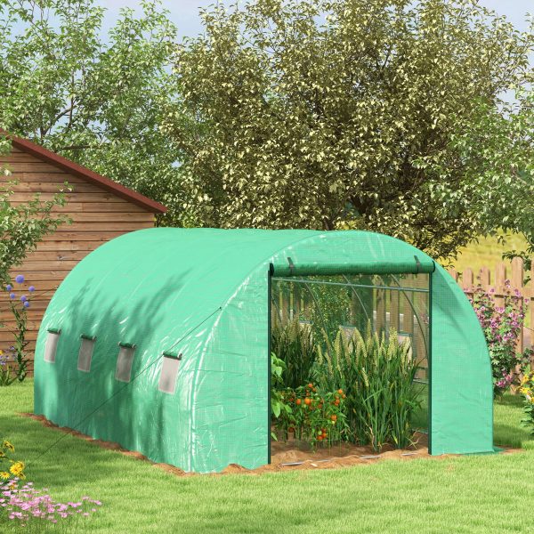 Outsunny Polytunnel Green House with Sprinkler System, Wide Door, 4 x 3(m) - Image 2
