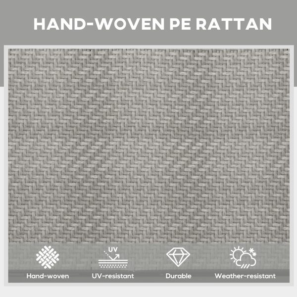 Outsunny Foldable Outdoor PE Rattan Sun Lounger, Mixed Grey - Image 6