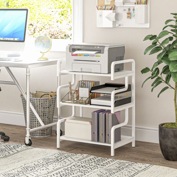 HOMCOM 3-Tier Storage Shelf, Metal Shelves for Storage for Home Office, White - Image 2