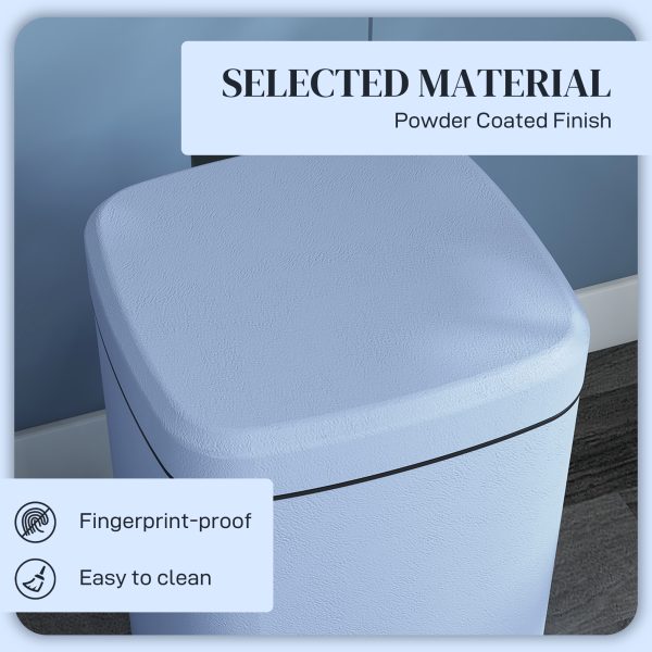 HOMCOM 20L Kitchen Pedal Bin, Metal Rubbish Bin with Soft-close Lid, Light Blue - Image 6