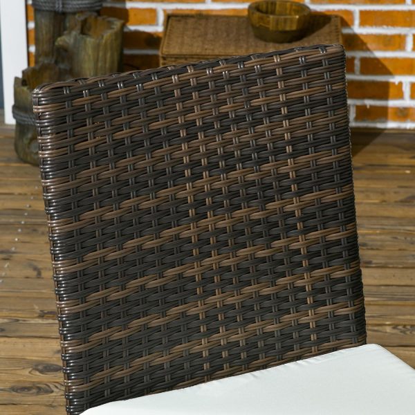 Outsunny 2 PCs Rattan Garden Chairs with Cushion, Wicker Dining Chairs, Brown - Image 6