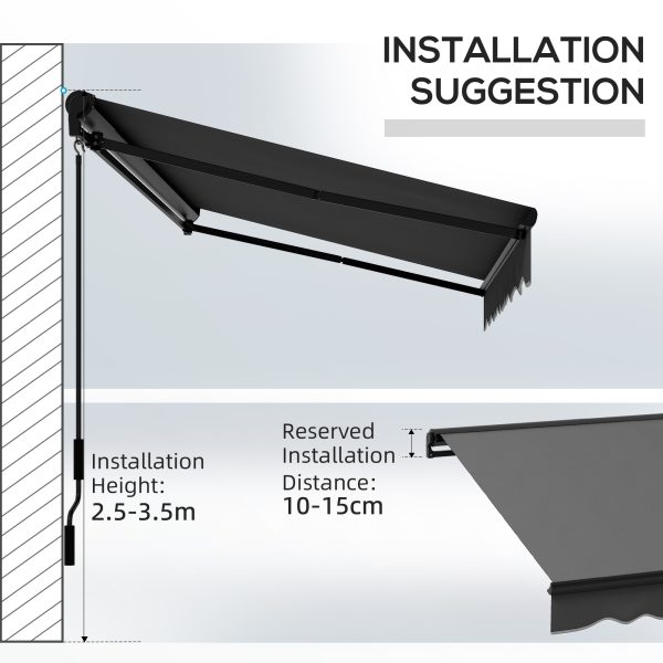 Outsunny 3 x 2m Electric Retractable Awning, Aluminium Frame, Dark Grey - Image 8