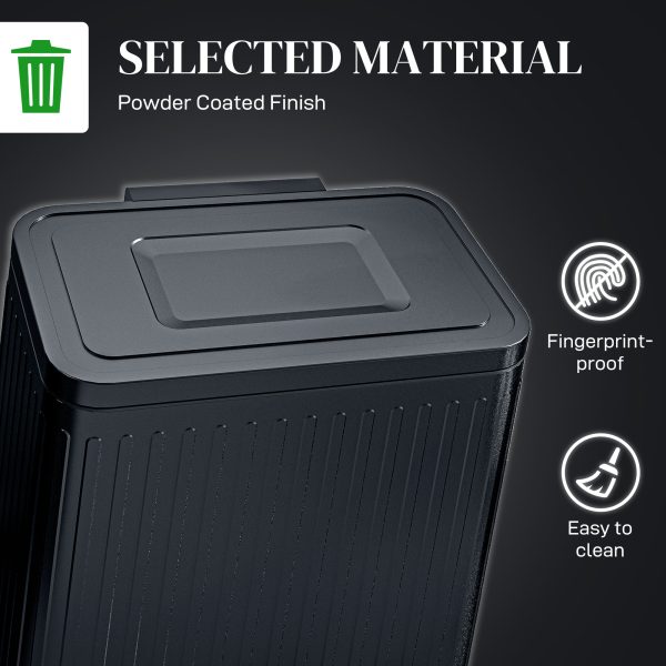 HOMCOM 2 x 20L Double Rubbish Bin, Pedal Bin with Soft-Close Lid, Black - Image 6