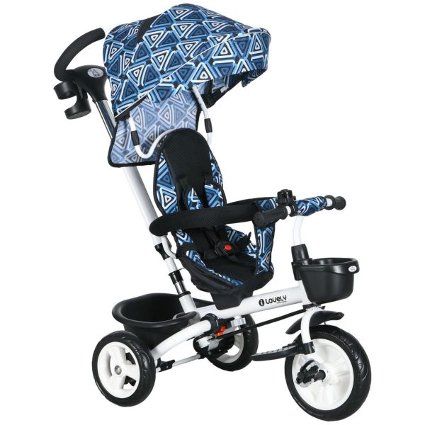 HOMCOM 6 in 1 Trike for Toddler 1-5 Years with Parent Handle, Light Blue