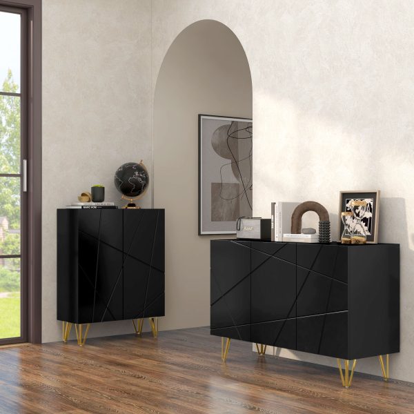 HOMCOM Freestanding Storage Cabinet with Adjustable Shelves for Living Room - Image 2