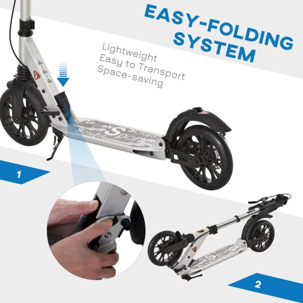 HOMCOM Adult Teens Kick Scooter Fold Adjust 14+ w/ Rear Wheel&Hand Brake - Image 4