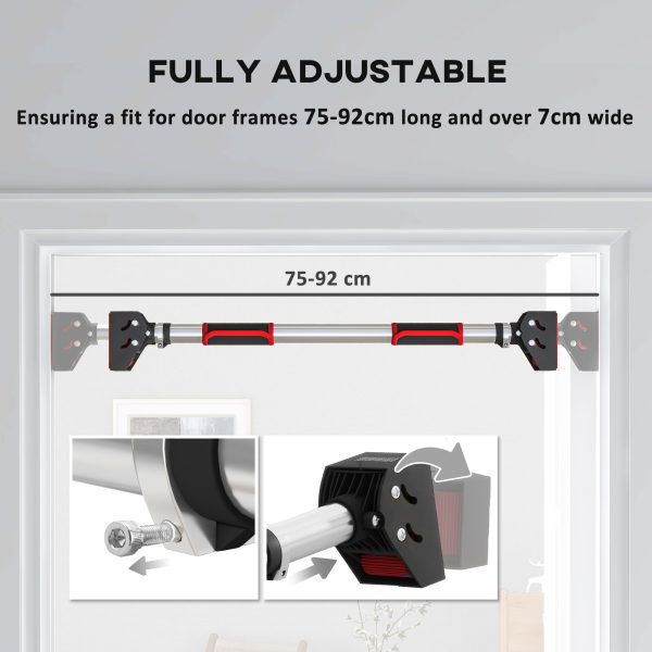 SPORTNOW No Screws Doorway Pull Up Bar, 75-92cm Length Adjustable - Image 3