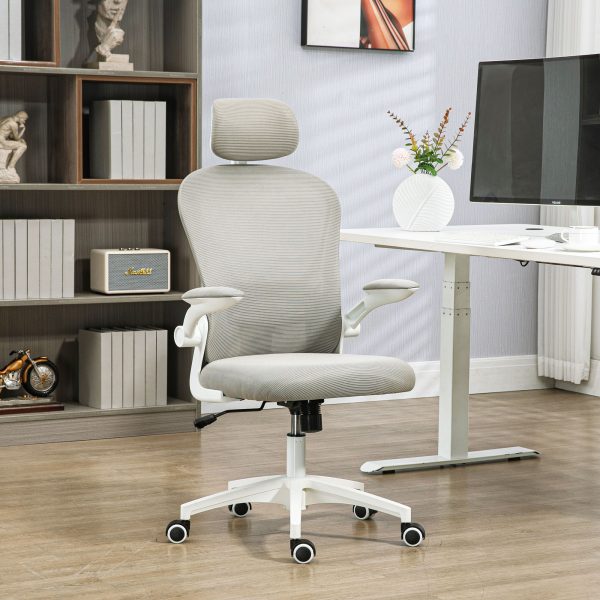 Vinsetto Mesh Office Chair with Headrest, 4D Lumbar Support, Flip-up Arm - Image 2