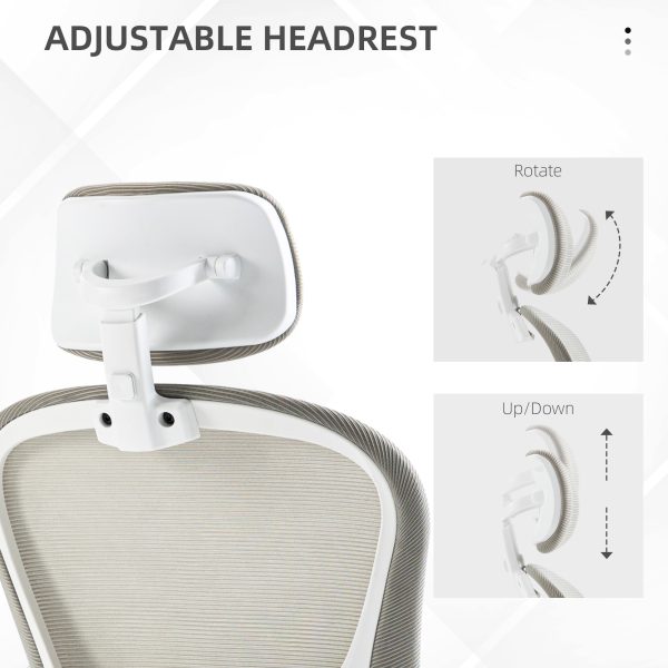 Vinsetto Mesh Office Chair with Headrest, 4D Lumbar Support, Flip-up Arm - Image 6