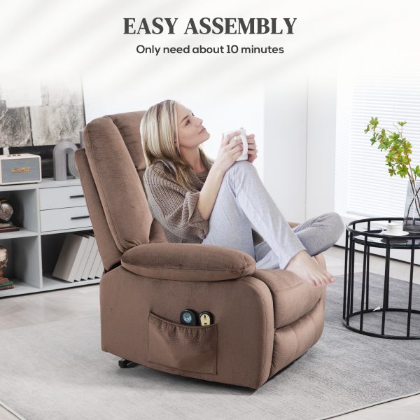 HOMCOM Riser and Recliner Chair Lift Chair with Vibration Massage, Heat, Brown - Image 8