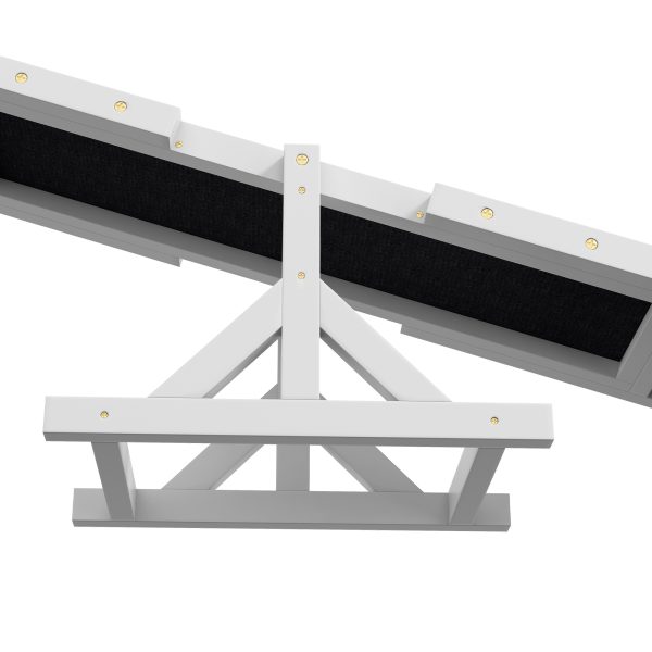 PawHut Wooden Pet Seesaw for Big Dogs with Anti-Slip Surface, White - Image 8