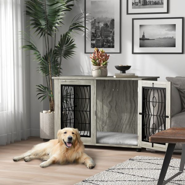 PawHut Dog Crate Furniture, 37" End Table for Large Dogs w/ Cushion - Image 2