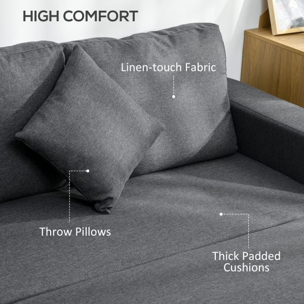HOMCOM Corner Sofa Bed with Storage, 3 Seater Pull Out Sofa Bed, Dark Grey - Image 5