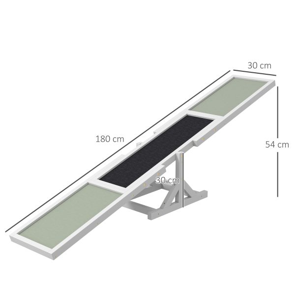 PawHut Wooden Pet Seesaw for Big Dogs with Anti-Slip Surface, White - Image 5