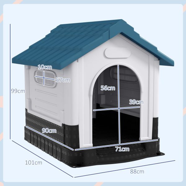 PawHut Dog Kennel for Outside, for M and L Dogs, 101 x 88 x 99cm, Blue - Image 5