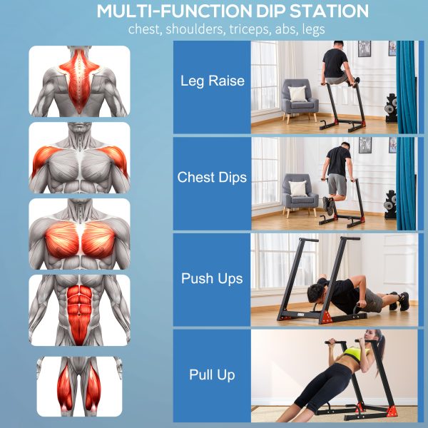 HOMCOM Upper Body Dip Stand Station Workout Equipment for Pull Ups, Push Ups - Image 4