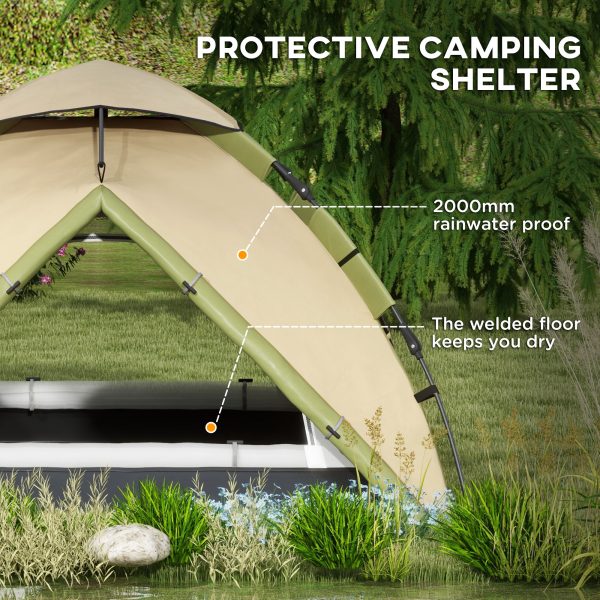 Outsunny 3-4 Man Camping Tent Portable with Bag, Quick Setup, Dark Green - Image 4