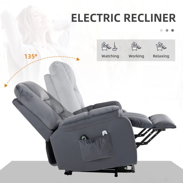 HOMCOM Lift Chair with Vibration Massage, Heat, Quick Assembly, Grey - Image 2