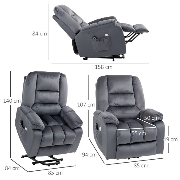 HOMCOM Lift Chair with Vibration Massage, Heat, Quick Assembly, Grey - Image 6
