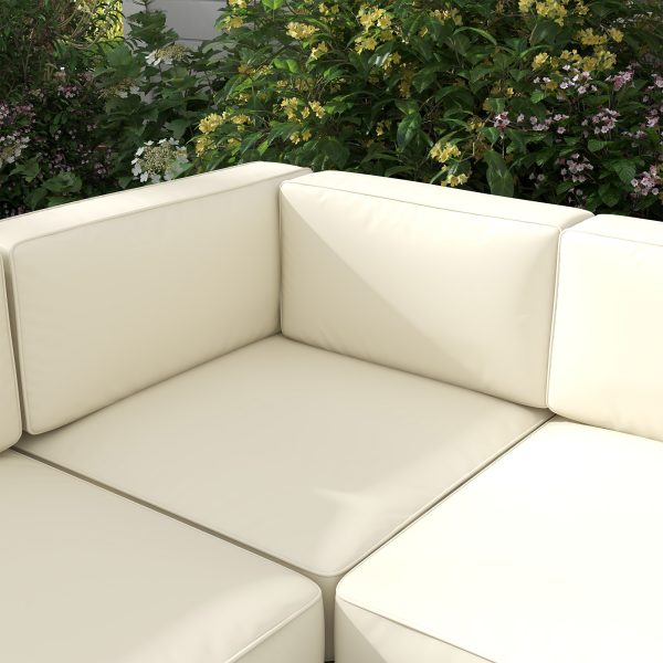 Outsunny 5 PCs Garden Sofa Set w/ Cushions, Aluminium Furniture Sets, Gold - Image 7