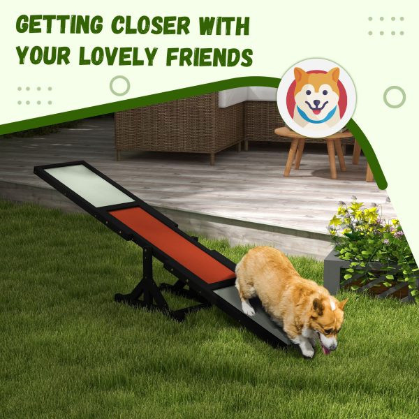 PawHut Wooden Pet Seesaw for Big Dogs with Anti-Slip Surface, Black - Image 6