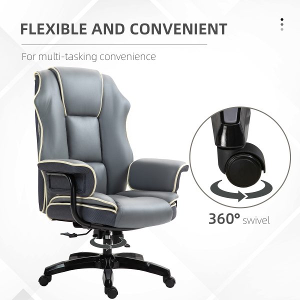 Vinsetto High Back Office Chair with Height Adjustable, Reclining, Grey - Image 7