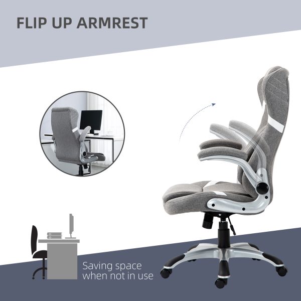 Vinsetto Fabric Office Desk Chair with Adjustable Height Tilt Function Grey - Image 7