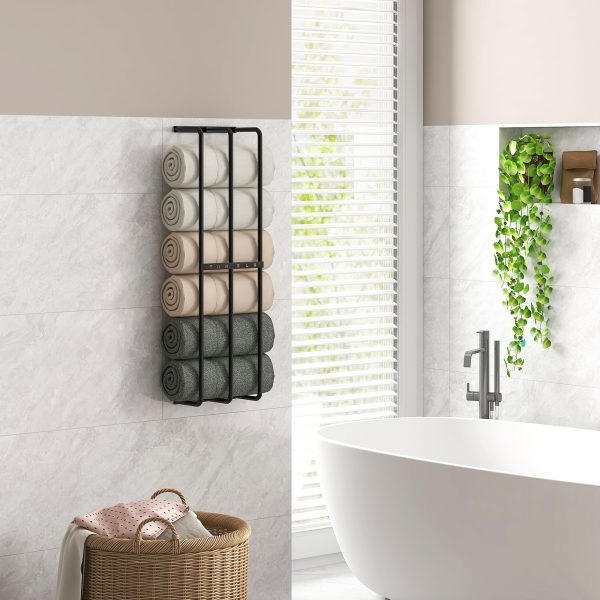 HOMCOM Metal Towel Rack Wall Mounted, 3 Bar Towel Rail for Bathroom, Black - Image 7