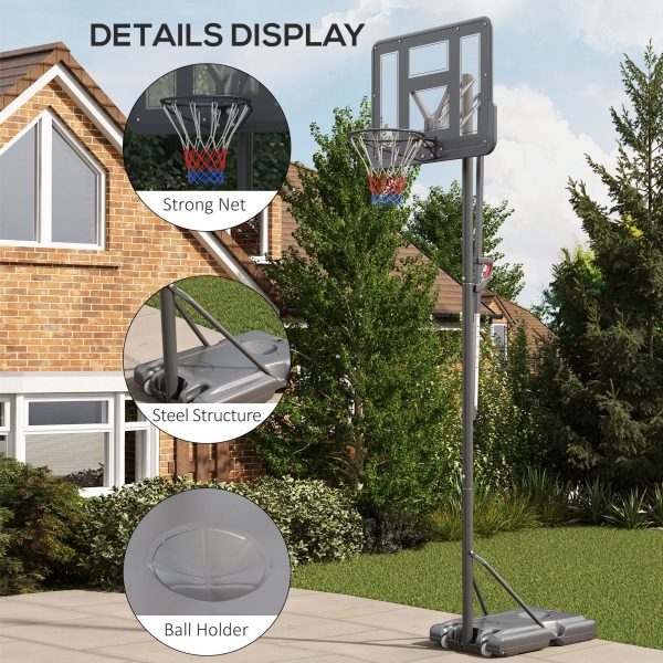 SPORTNOW 2.35-3.05M Basketball Hoop and Stand with 6-Level Height and Wheels - Image 7