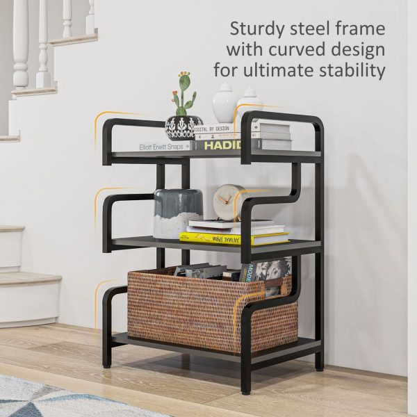 HOMCOM 3-Tier Storage Shelf, Metal Shelves for Storage for Home Office, Black - Image 4