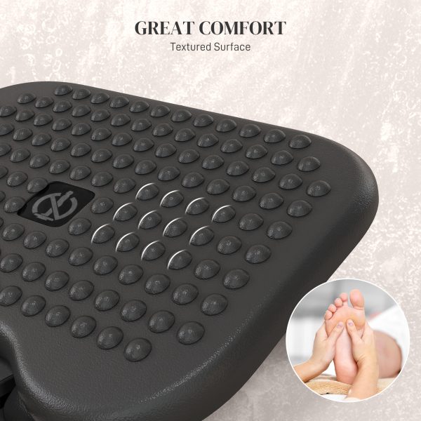 HOMCOM Foot Rest Adjustable Height and Angle Home Office Footstool Black - Image 5