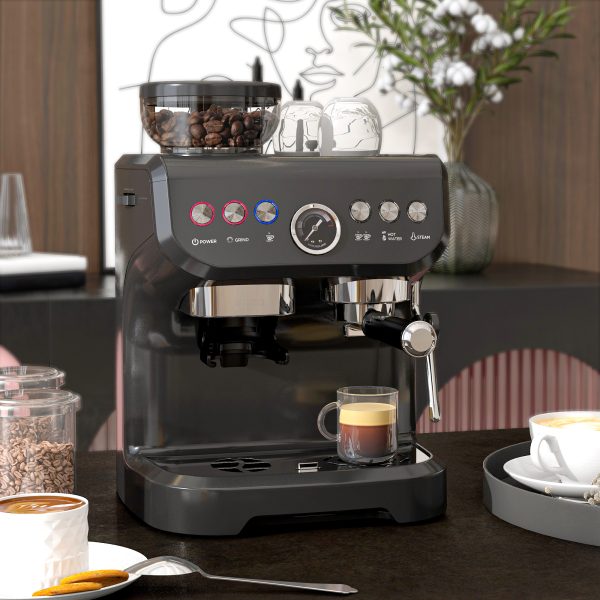 Espresso Coffee Machine w/ Integrated Bean Grinder & Steam Wand 15 Bar Pressure - Image 8