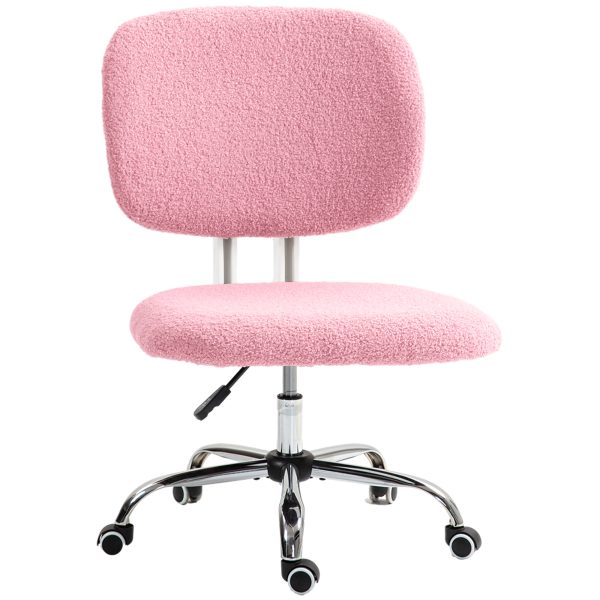 Vinsetto Fluffy Home Office Chair with Adjustable Height, Armless, Pink