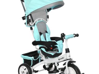 HOMCOM 6 in 1 Kids Trike, Stroller with Parent Handle, Green