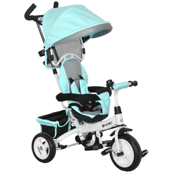 HOMCOM 6 in 1 Kids Trike, Stroller with Parent Handle, Green