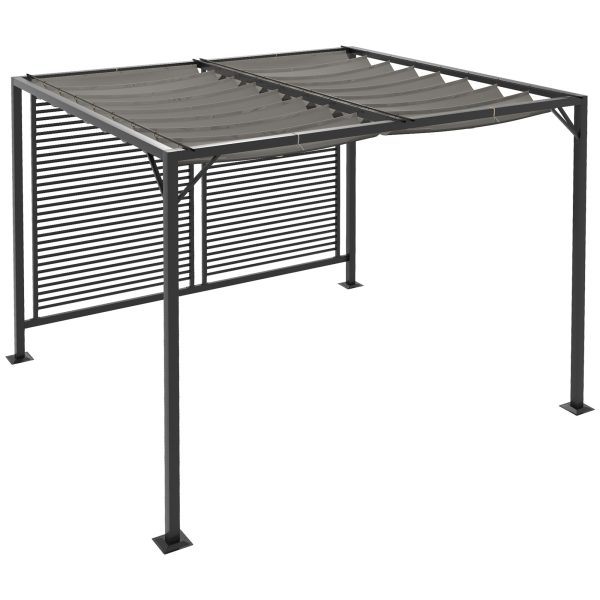 Outsunny Metal Pergola Patio Sun Shelter Grape Tent Retractable Canopy UV Cut