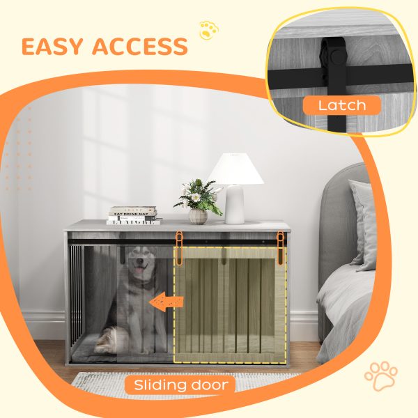 PawHut Dog Crate Furniture with Removable Cushion for XL-sized Dogs - Grey - Image 6
