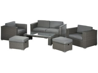 Rattan Set, 6 PC-Grey